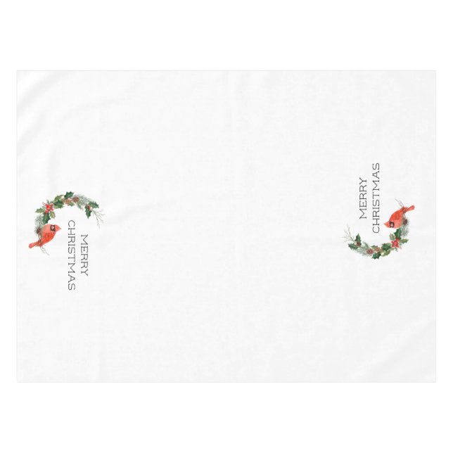 Merry Christmas Cardinal Tablecloth (Front (Horizontal))
