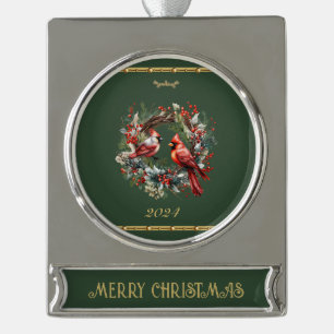 Merry Christmas Cardinal Wreath Ornament