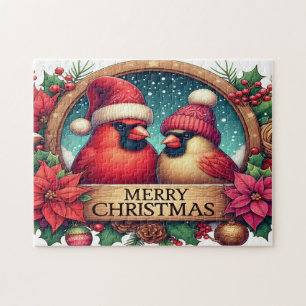 Merry Christmas Cardinals Jigsaw Puzzle