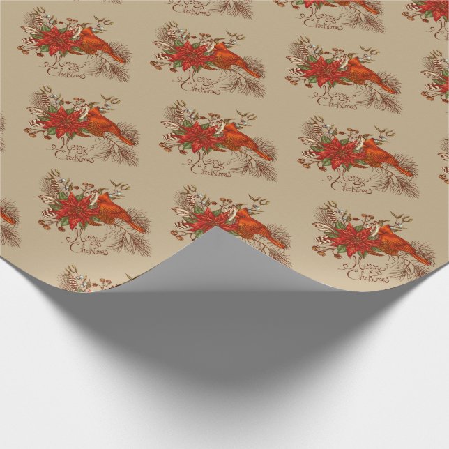 Merry Christmas Cardinals Wrapping Paper (Corner)
