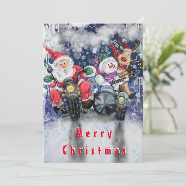 Merry Christmas Cards with Happy Friends - Funny (Standing Front)
