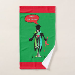 MERRY CHRISTMAS CARICATURE FIGURE HAND TOWEL
