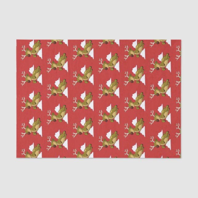 Merry Christmas Cartoon Flying Reindeer Cute Tissue Paper (Front)
