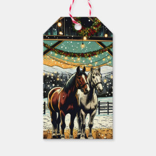 Merry Christmas Cartoon Horses   Gift Tags