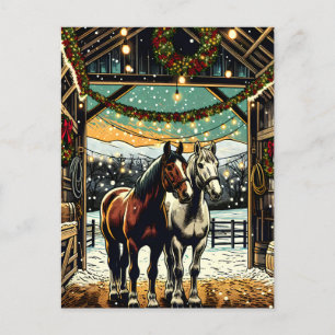 Merry Christmas Cartoon Horses Personalised Postcard