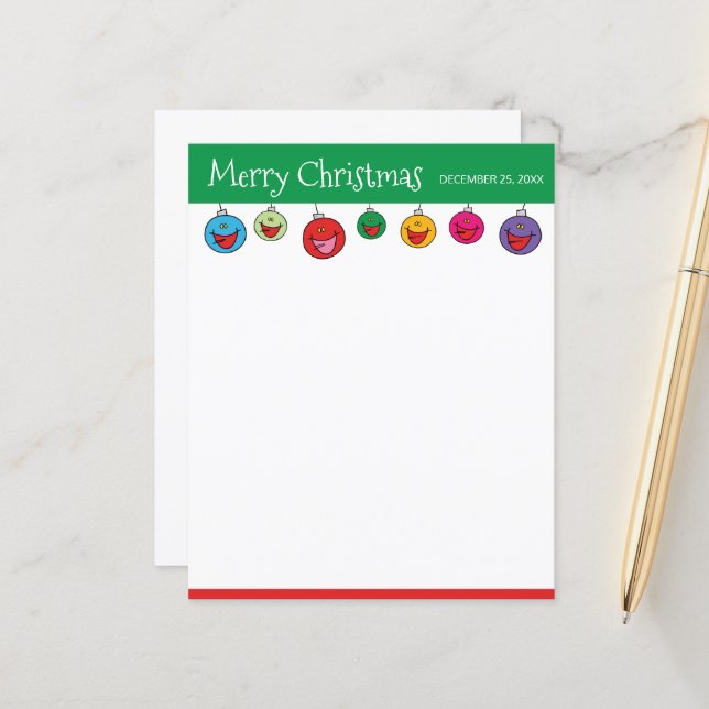 Merry Christmas Cartoon Ornament Illustration (Front/Back In Situ)