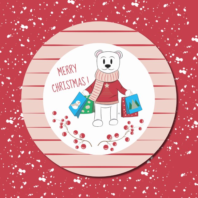 Merry Christmas Cartoon Polar Bear Stickers (Creator Uploaded)