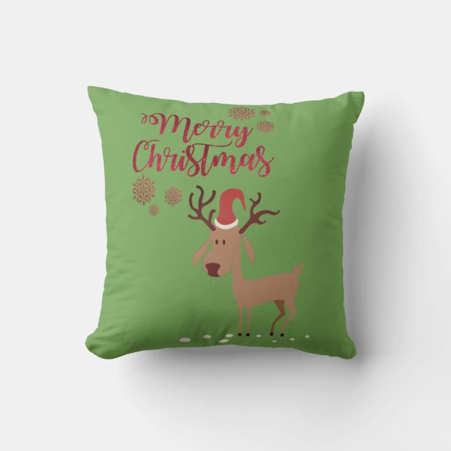 Merry Christmas,Cartoon Reindeer Cushion (Front)
