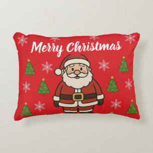 Merry Christmas Cartoon Santa Claus Fun Red Decorative Cushion