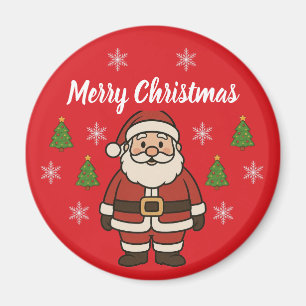 Merry Christmas Cartoon Santa Claus Fun Red Magnet