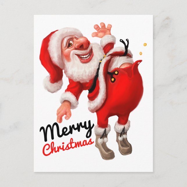 Merry Christmas cartoon Santa Postcard (Front)
