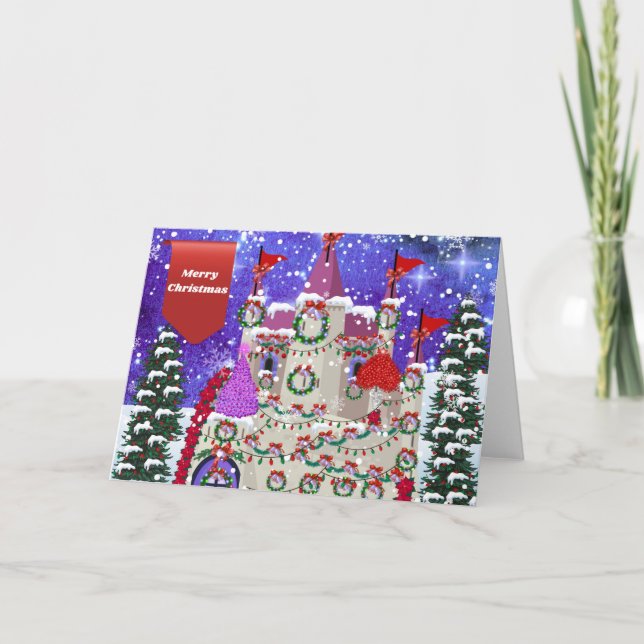 Merry Christmas Castle Greeting Card (Front)