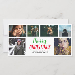 Merry Christmas Casual Script Six Photo Collage Holiday Card