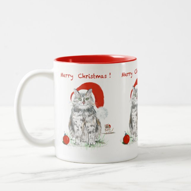 Merry Christmas Cat and Mouse Mug (Left)