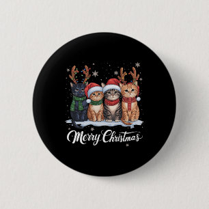 Merry Christmas Cat Christmas Light Reindeer Santa 6 Cm Round Badge