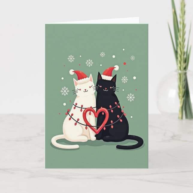 Merry Christmas Cat Couple Card (Front)