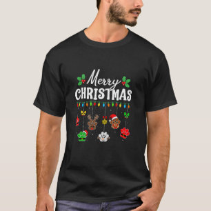 Merry Christmas Cat Dog Paw Print Funny Xmas Anima T-Shirt