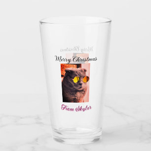 Merry Christmas cat dog pet animal love photo Glass