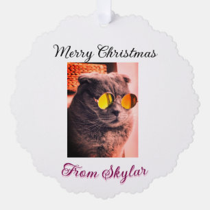 Merry Christmas cat dog pet animal love photo Tree Decoration Card