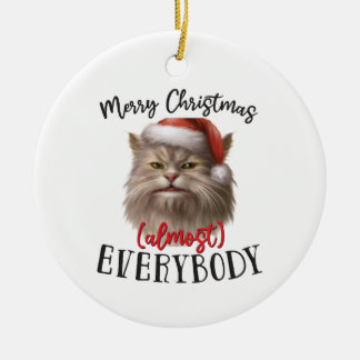 Merry Christmas Cat | Double Sided Ceramic Tree Decoration