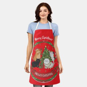Merry Christmas Cat Family Apron 