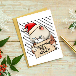 Merry Christmas Cat Funny Quotes For Friends  Holiday Postcard