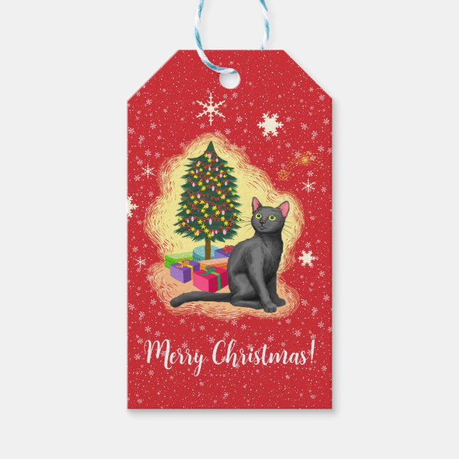 Merry Christmas Cat Gift Tags (Front)