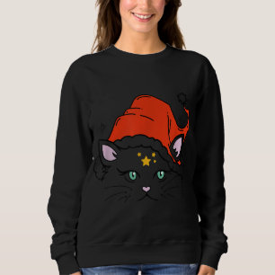 merry Christmas cat hat xmas Sweatshirt