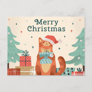 MERRY CHRISTMAS CAT HOLIDAY POSTCARD