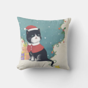 Merry Christmas: Cat Illustration Art Cushion