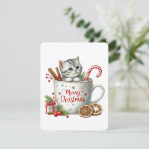 Merry Christmas Cat In A Mug - Christmas Holiday Card