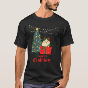 Merry Christmas cat kitty kitten present grumpy sa T-Shirt