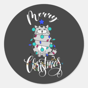 merry christmas cat lover T-Shirt Classic Round Sticker