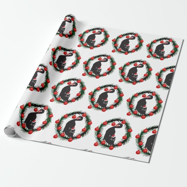 Merry Christmas Cat Lovers Wrapping Paper (Unrolled)