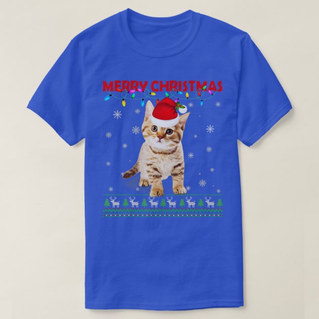 Merry Christmas Cat Matching Family Pyjamas Meowy  T-Shirt (Design Front)