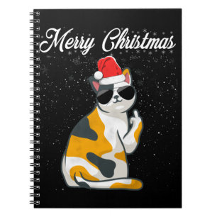 Merry Christmas Cat Middle Finger Rude Xmas Ugly C Notebook