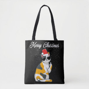 Merry Christmas Cat Middle Finger Rude Xmas Ugly C Tote Bag
