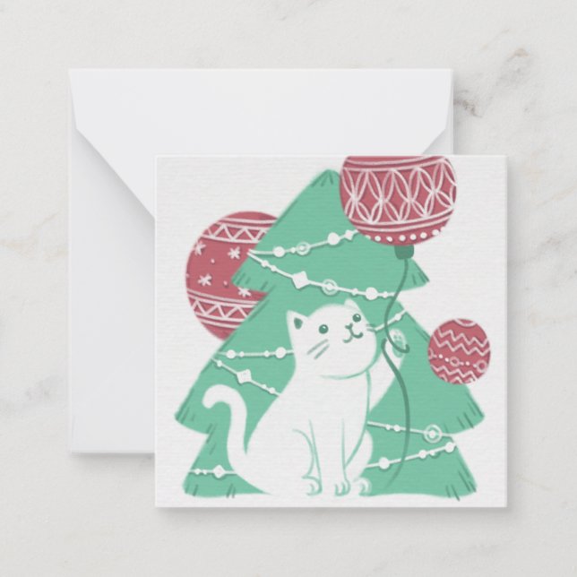 Merry Christmas: Cat & Ornaments Card (Front)