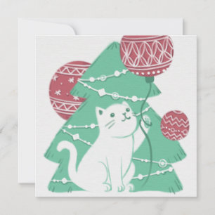 Merry Christmas: Cat & Ornaments Holiday Card