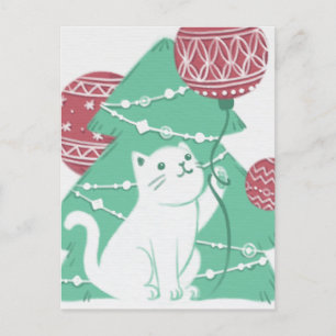 Merry Christmas: Cat & Ornaments Postcard