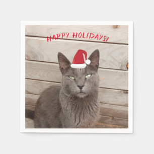 Merry Christmas Cat Photo Napkin