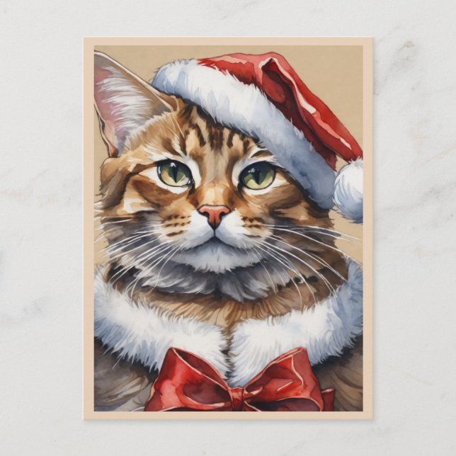 Merry Christmas Cat Postcard (Front)
