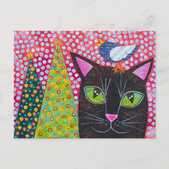 Merry Christmas Cat Postcard (Front)