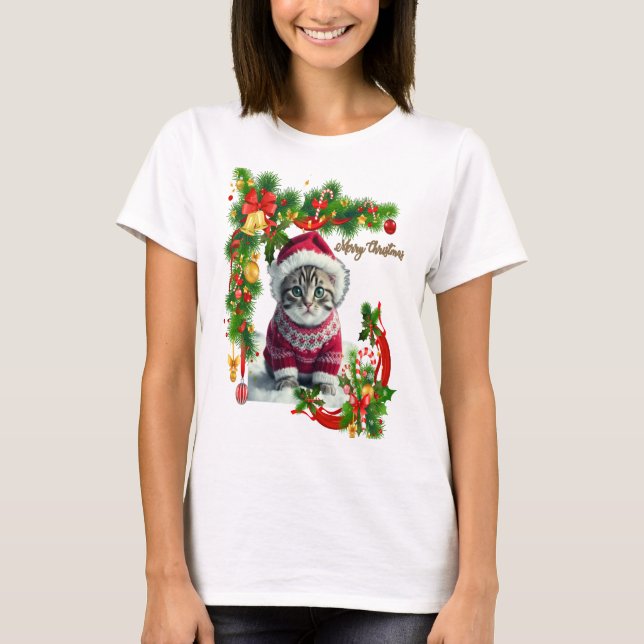 Merry Christmas cat  T-Shirt (Front)