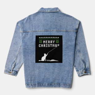 Merry Christmas Cat Ugly Sweater Denim Jacket