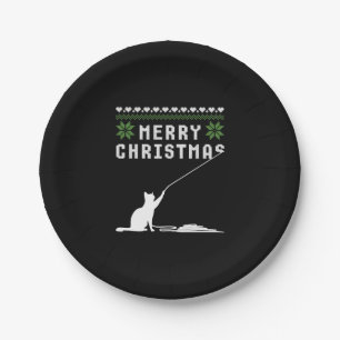 Merry Christmas Cat Ugly Sweater Paper Plate