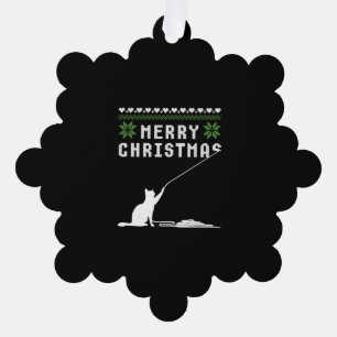 Merry Christmas Cat Ugly Sweater Tree Decoration Card