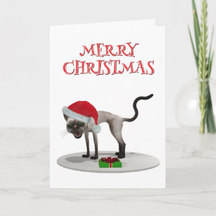 Merry Christmas. Cat with Santa hat Card