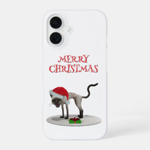Merry Christmas. Cat with Santa hat iPhone 16 Case