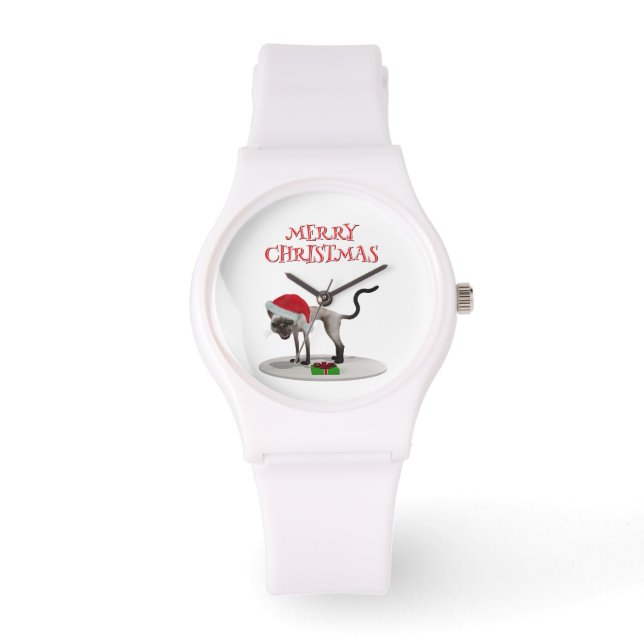 Merry Christmas. Cat with Santa hat Watch (Front)